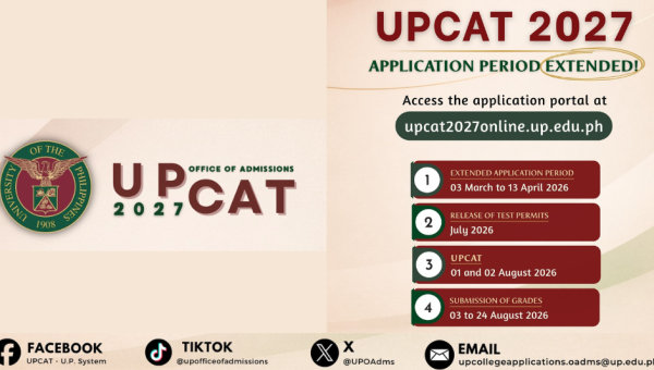 UPCAT 2027 APPLICATIONS ARE EXTENDED UNTIL 13 APRIL 2026!